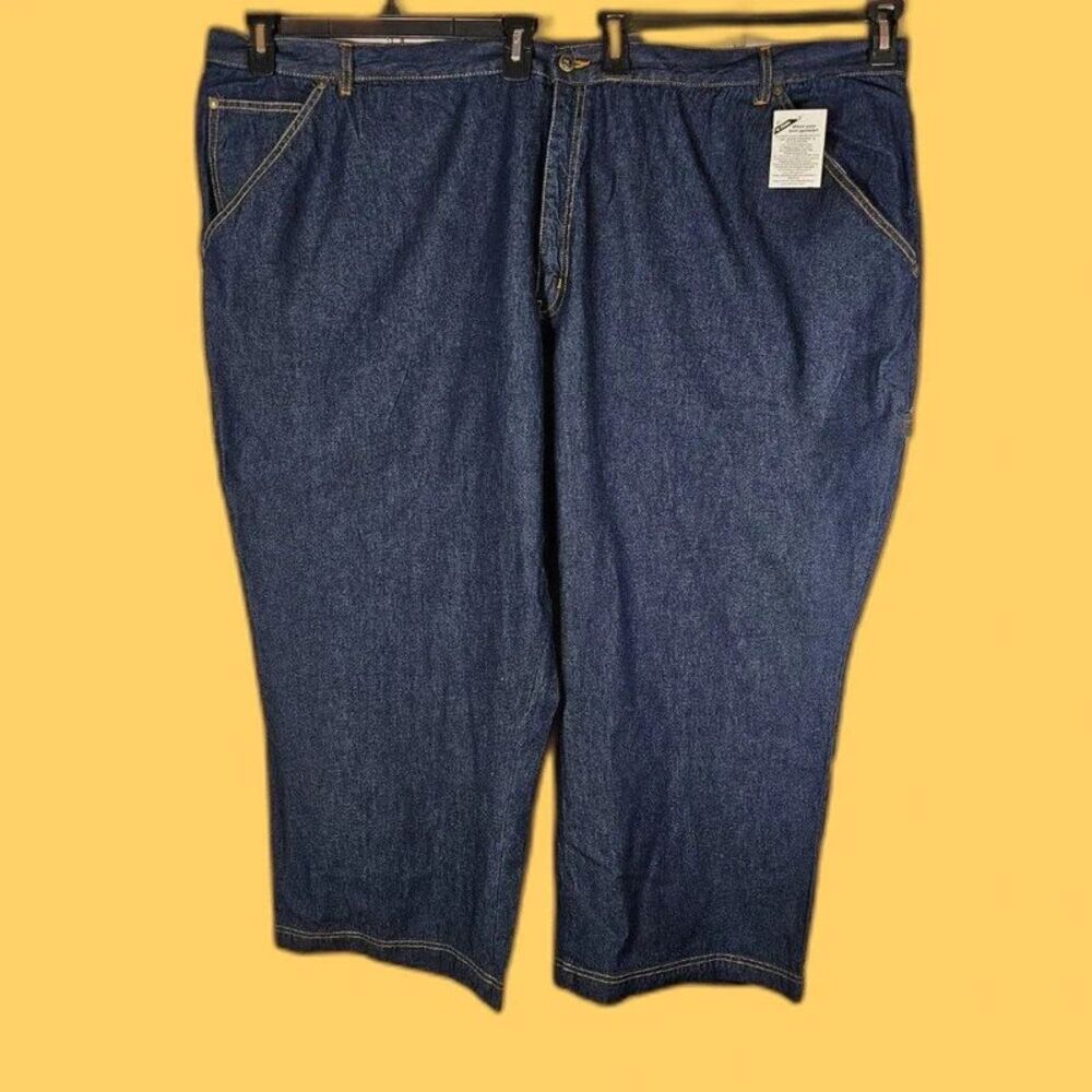 Main Street Blues Womens 38W Short Plus Carpenter Jeans NWT Dark Wash Workwear